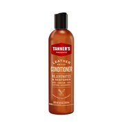Bottle of Tanner's Leather Conditioner on a white background